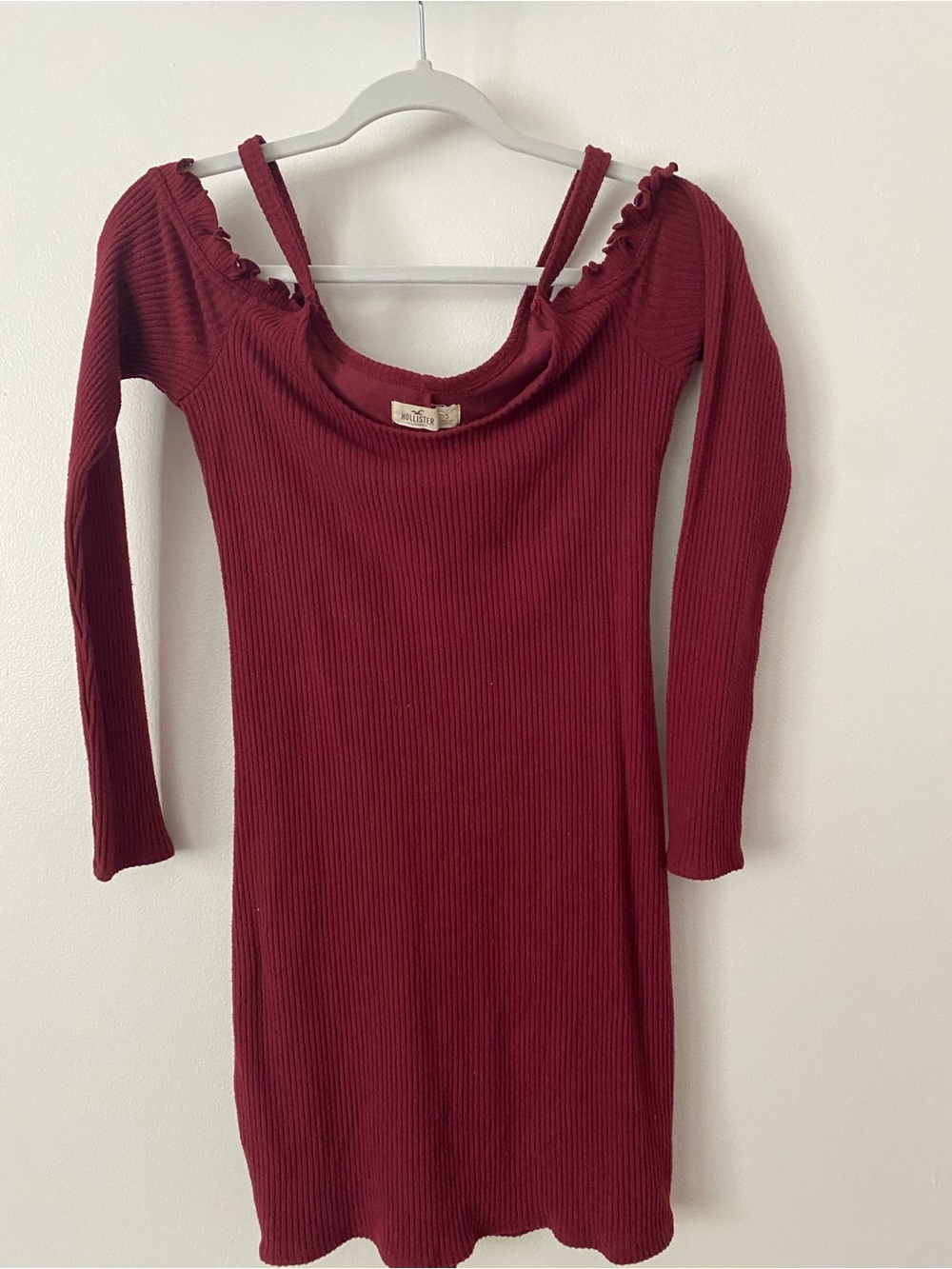 Hollister Ribbed Off-Shoulder Tunic Dress - Burgundy